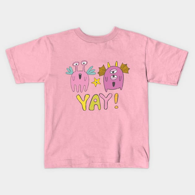 Two Cute Pink Monsters Kids T-Shirt by KOTOdesign